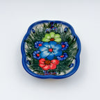 5" Soap Dish.  Handmade Polish pottery.  UNIKAT Forget Me Not Design - Style 1