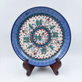 9” Plate.  Hand crafted Polish pottery stoneware: UNIKAT Dancing Snowman