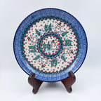 9” Plate.  Hand crafted Polish pottery stoneware: UNIKAT Dancing Snowman