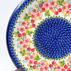 10.2” Plate.  Hand crafted Polish pottery stoneware: UNIKAT Cherry Blossom Design