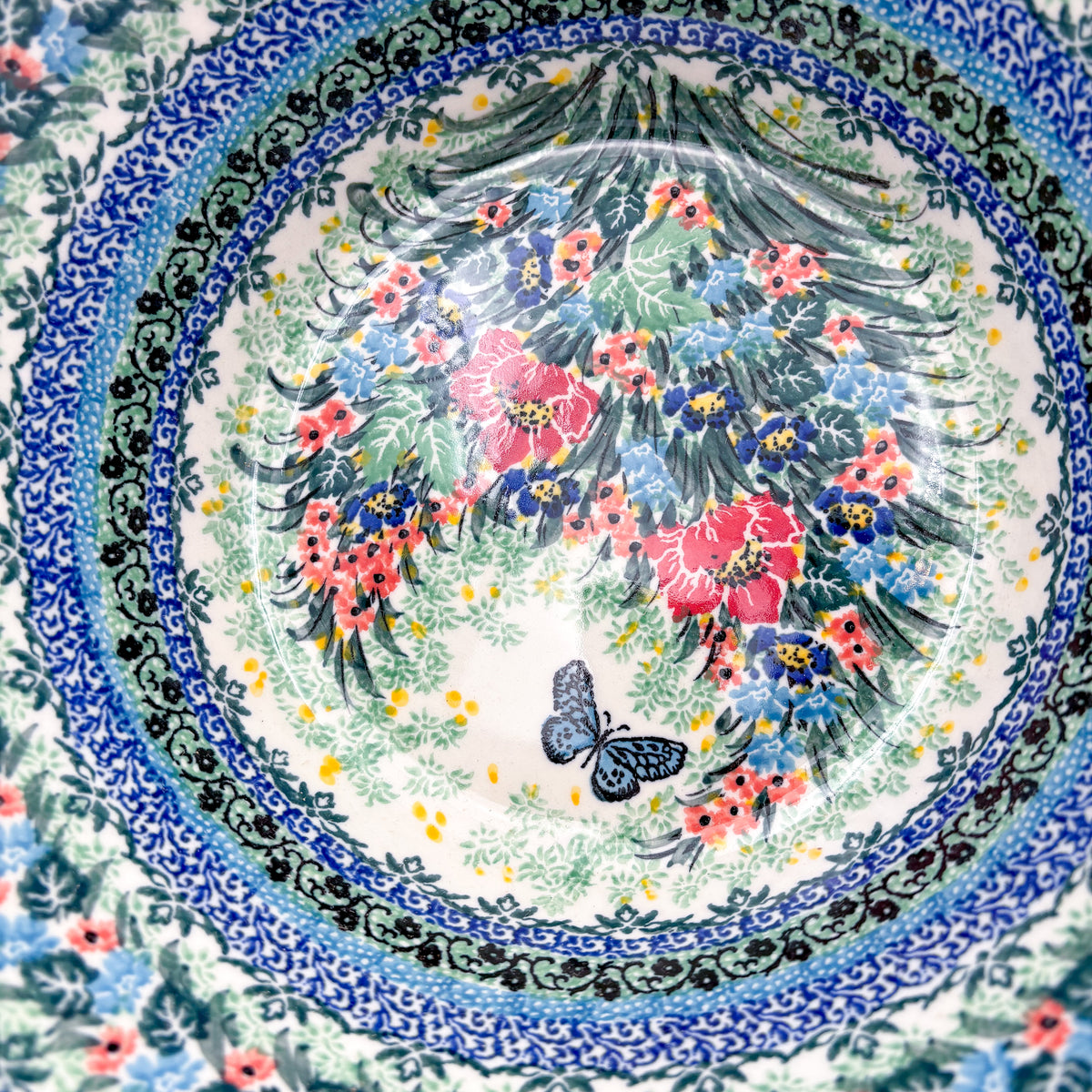12" Wavy Bowl:  UNIKAT Spring Floral Garland