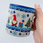 13 oz Mug. Handcrafted Polish pottery stoneware:  UNIKAT Winter Gnome Design