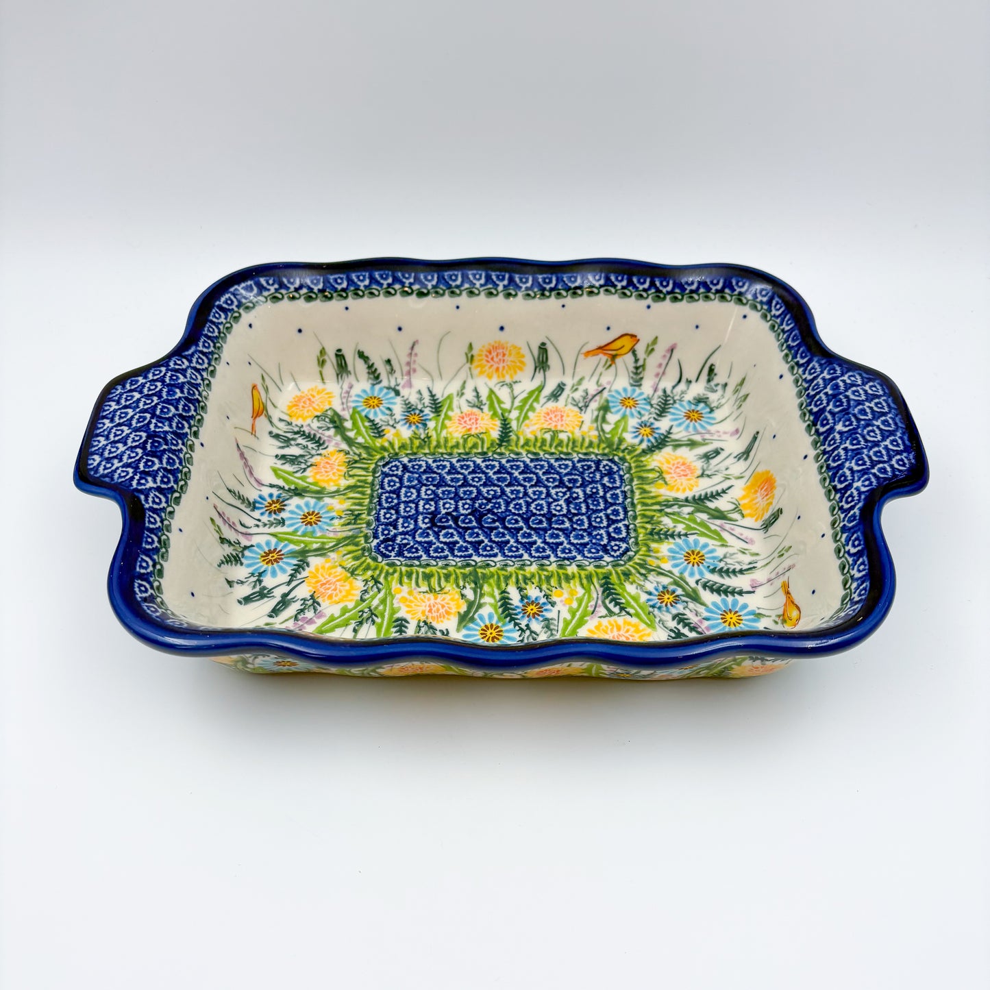11.6" Baker Ada with Handles. Handmade in Poland.  UNIKAT Songbird Garden Design
