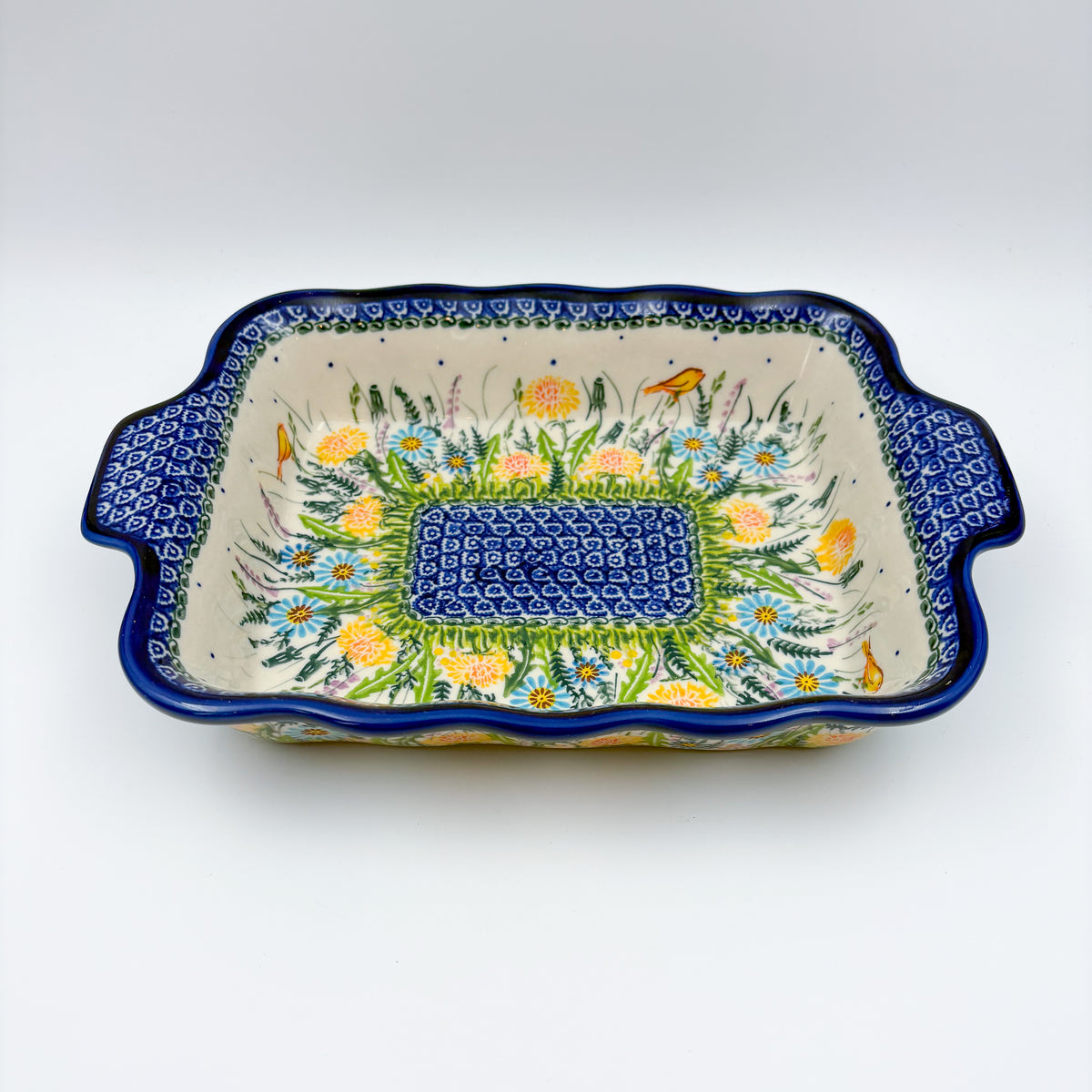 11.6" Baker Ada with Handles. Handmade in Poland.  UNIKAT Songbird Garden Design