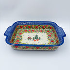 13" Rectangular Baker Handles. Handmade in Poland.  UNIKAT Berry Snowman Design