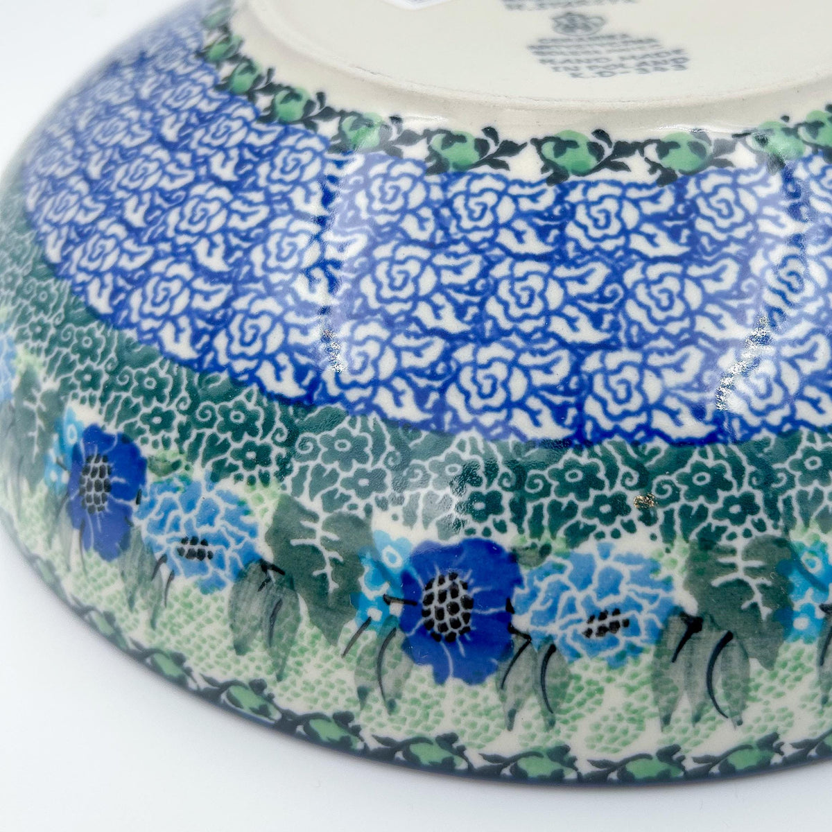 9”  Bowl.  Hand crafted Polish pottery stoneware: UNIKAT Moody Blues Design