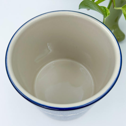 Utensil Jar 6”.  Handmade Polish pottery.  UNIKAT Dreams in Blue Design