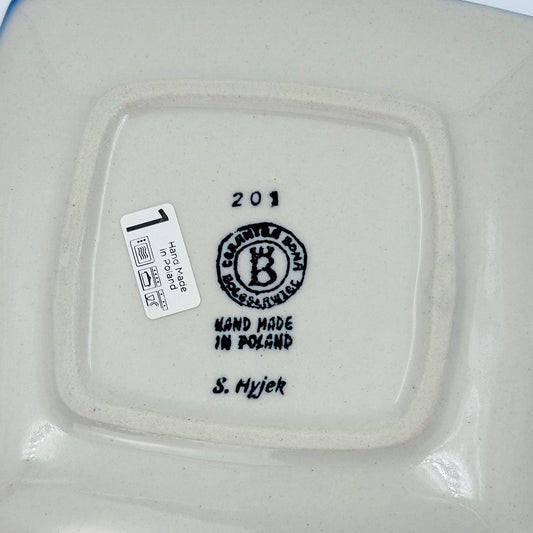 7” Dog Plate.  Handmade Polish pottery.   Puppy Platter (dachshund) Design