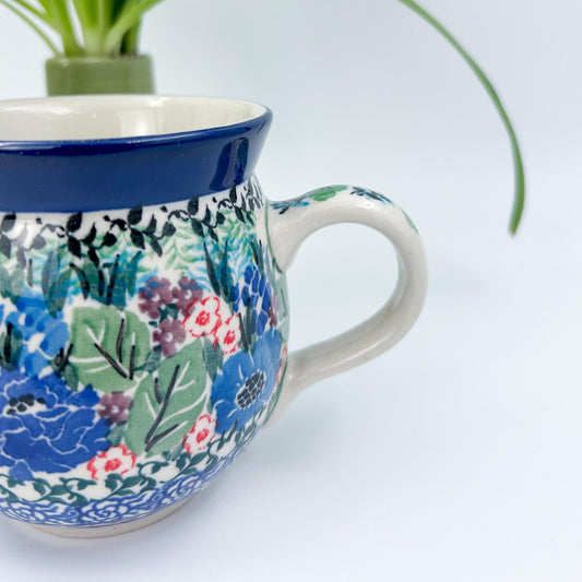 12 oz Bubble Mug. Handcrafted Polish pottery stoneware:  UNIKAT Hidden Meadow Design