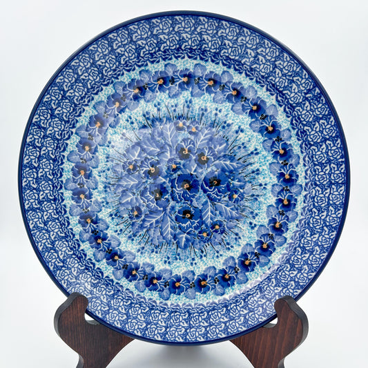10” Plate.  Hand crafted Polish pottery stoneware: UNIKAT Deep Winter Design.