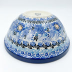 Fields of Blue stacking bowl, angled view showing exterior pattern