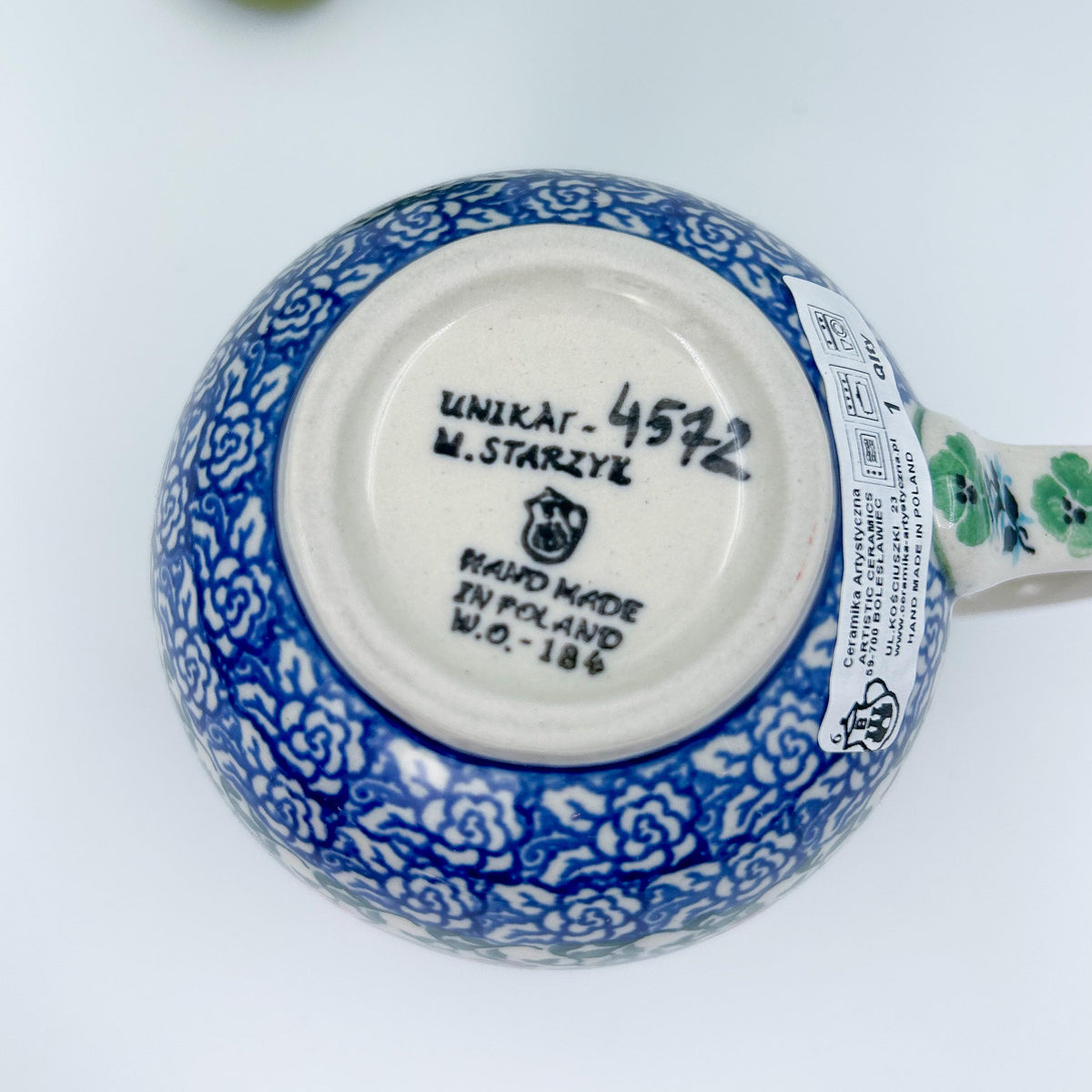 12 oz Polish Pottery floral bubble mug is made by talented artisans from Poland