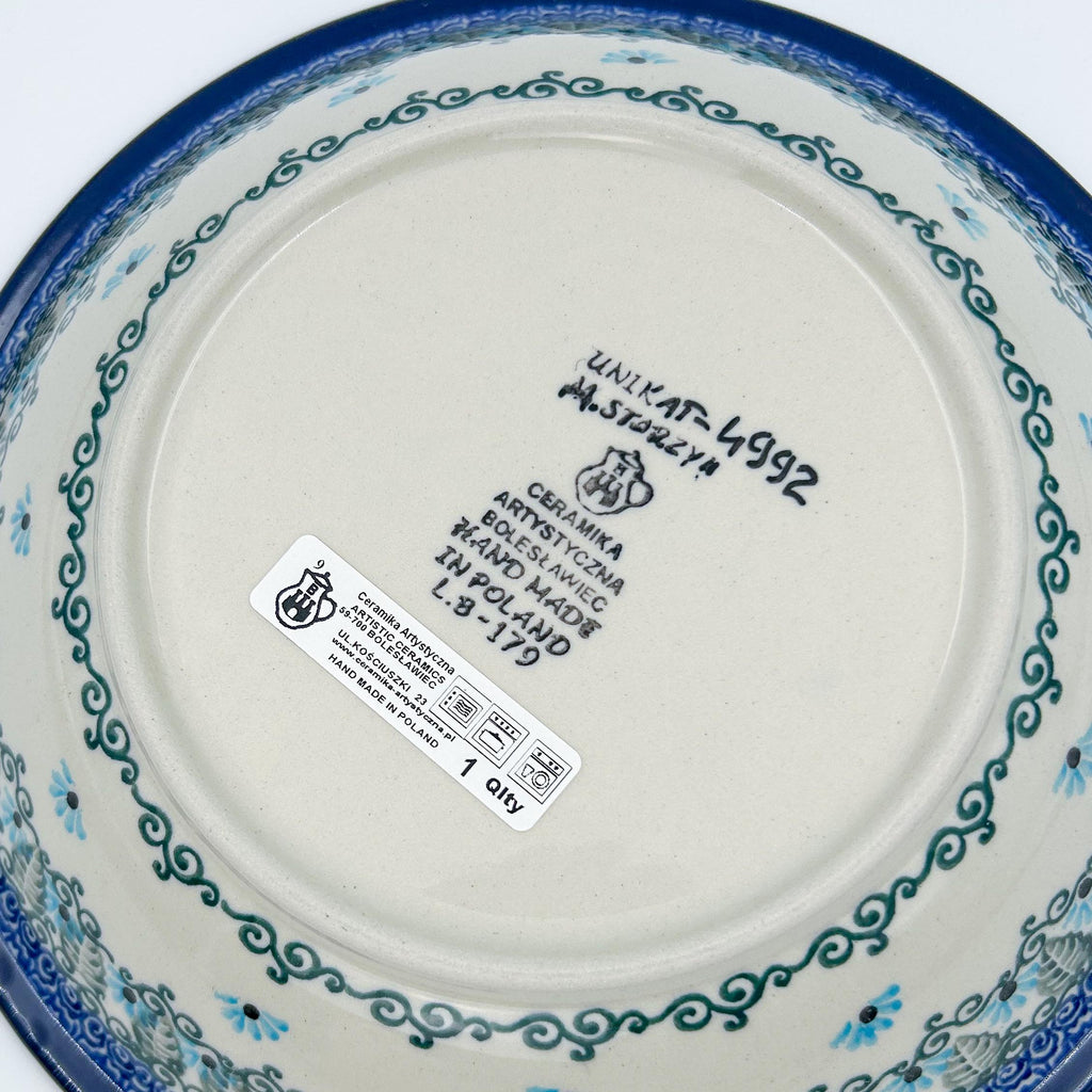 Polish pottery 8” bllue floral Pasta bowl in the UNIKAT Forget Me Not pattern.It holds 22 ounces of fluid
Ceramika Artystyczna Company