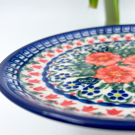 7.91” Plate.  Hand crafted Polish pottery stoneware: UNIKAT Happiness Design.