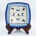 7” Puppy Plate.  Handmade Polish pottery.   Puppy Pleasure Design