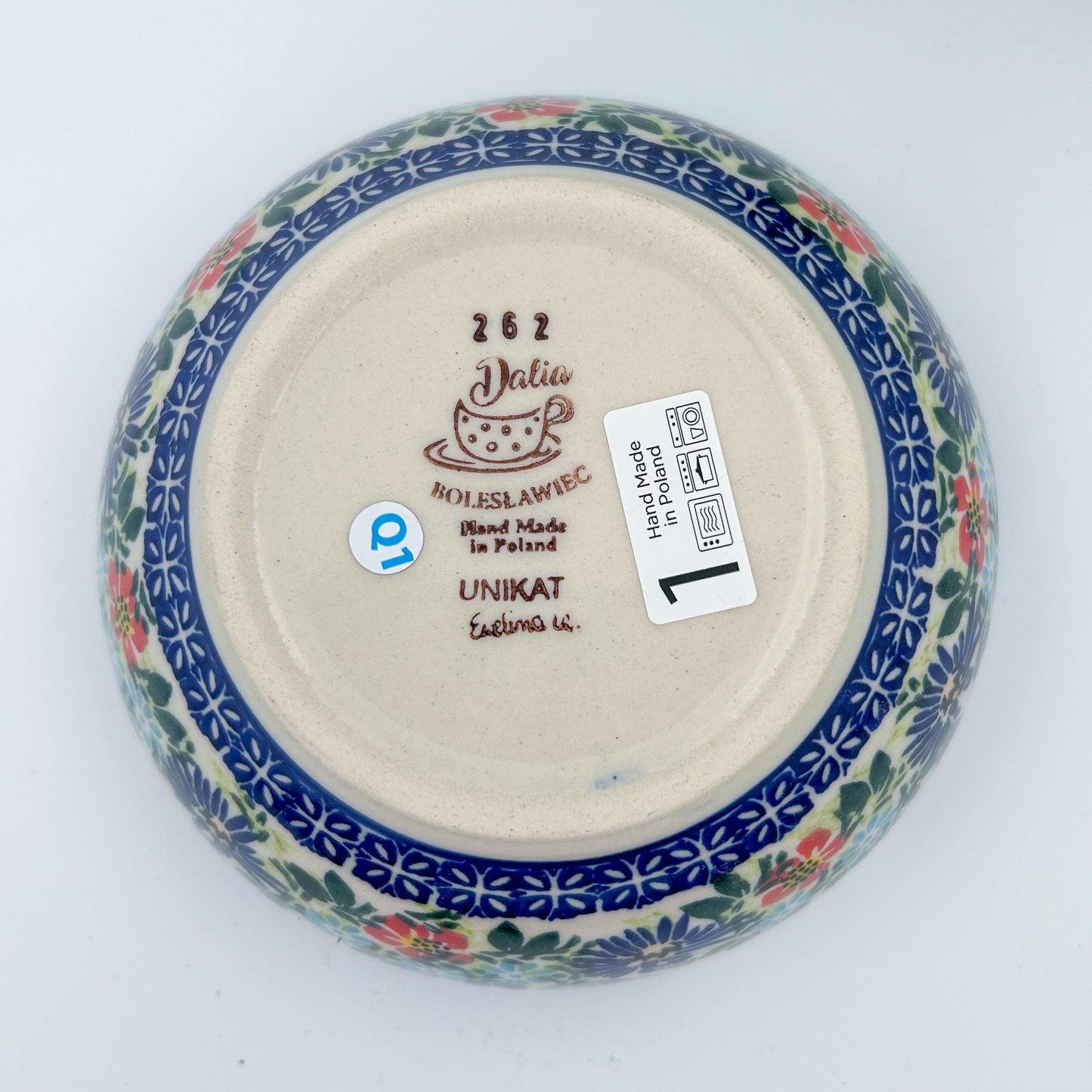 6.” Farm Bowl.  Hand crafted Polish pottery stoneware: UNIKAT Butterfly Flower Bed Design