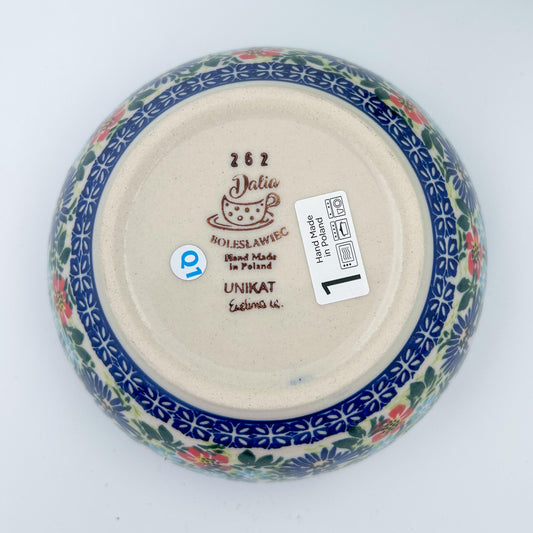 6.” Farm Bowl.  Hand crafted Polish pottery stoneware: UNIKAT Butterfly Flower Bed Design