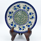 Tulip Fields bowl on display stand, top-down view