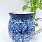 Deep Winter bubble mug on white background, straight-on front view