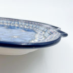 8 Point Platter  Hand crafted Polish pottery stoneware: UNIKAT Cobalt Poppies Design.