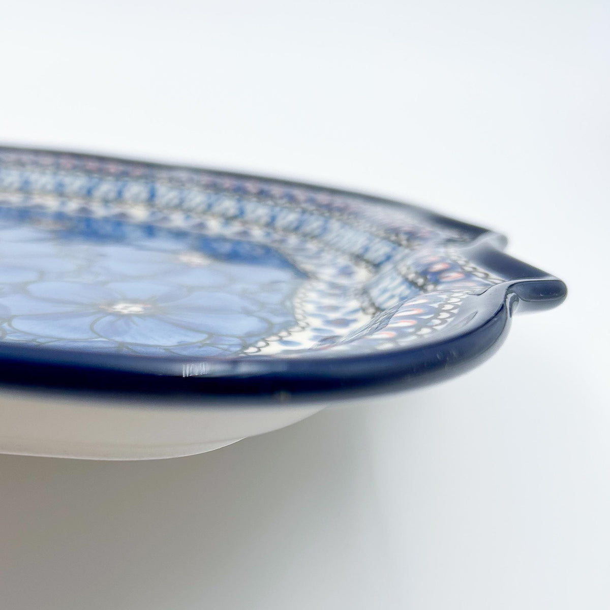 8 Point Platter  Hand crafted Polish pottery stoneware: UNIKAT Cobalt Poppies Design.
