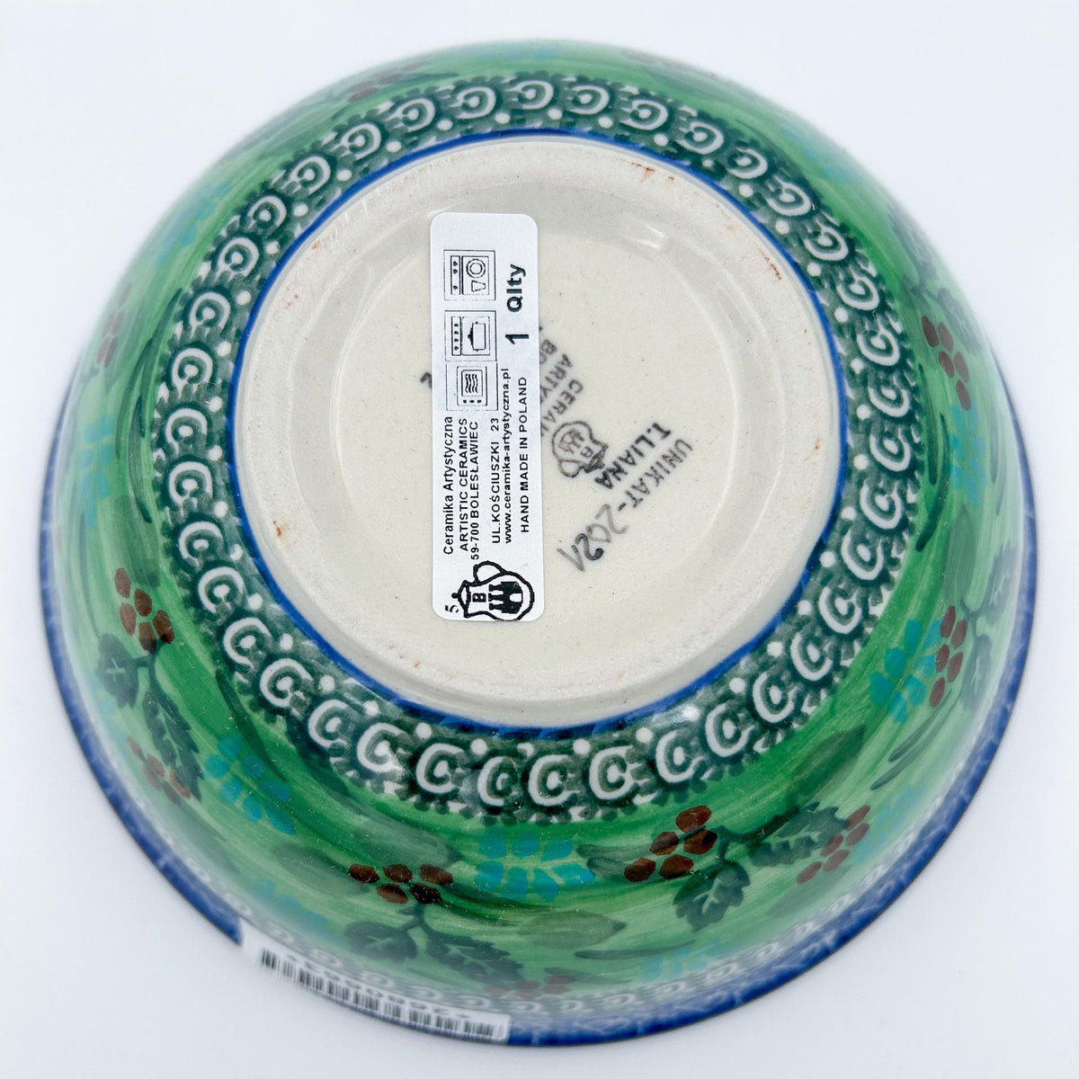 6.57” Stacking Bowl.  Hand crafted Polish pottery stoneware: UNIKAT Garden Delight Design