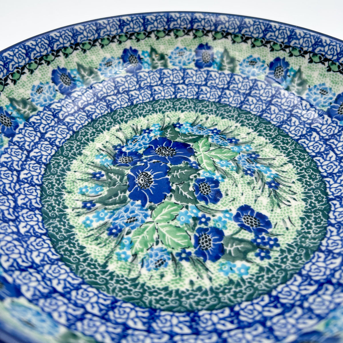 9”  Bowl.  Hand crafted Polish pottery stoneware: UNIKAT Moody Blues Design
