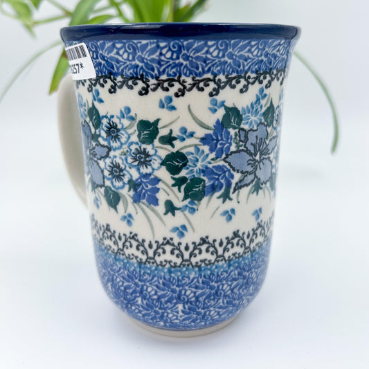 Bistro Mug 17oz. Handcrafted Polish pottery stoneware:  UNIKAT Rhapsody in Blue Pattern