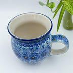 Deep Winter bubble mug, angled top view showing interior and pattern