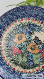 7.91” Plate.  Hand crafted Polish pottery stoneware: UNIKAT Sipping Nectar Design.