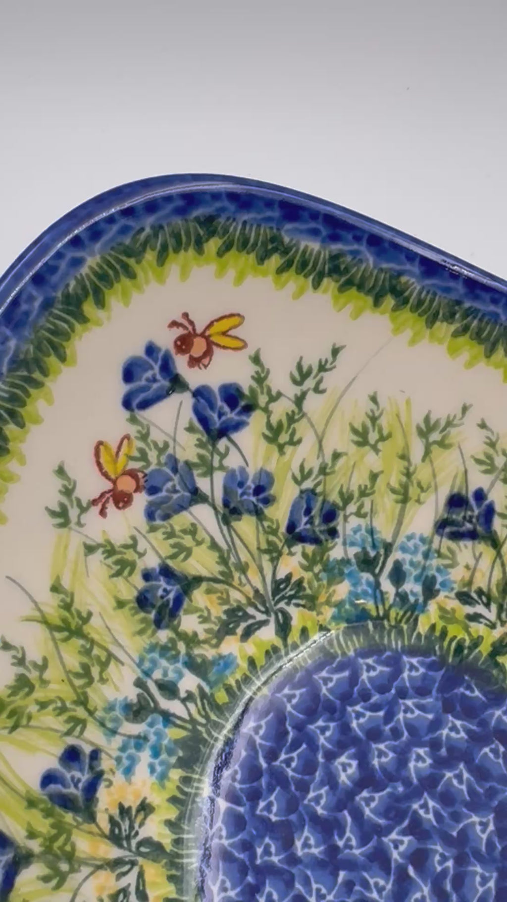 3 Point Bowl.  Hand crafted Polish pottery stoneware:  UNIKAT Bluebell Meadow