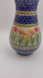 Vase 9”. Handmade Polish pottery.  UNIKAT Tulip Fields