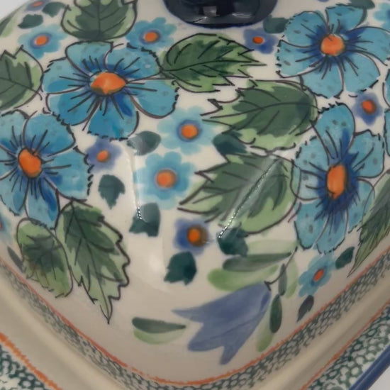 8 oz Polish Pottery Butter Dish is made by talented artisans from Poland. UNIKAT.  Zaklady Ceramiczne Company