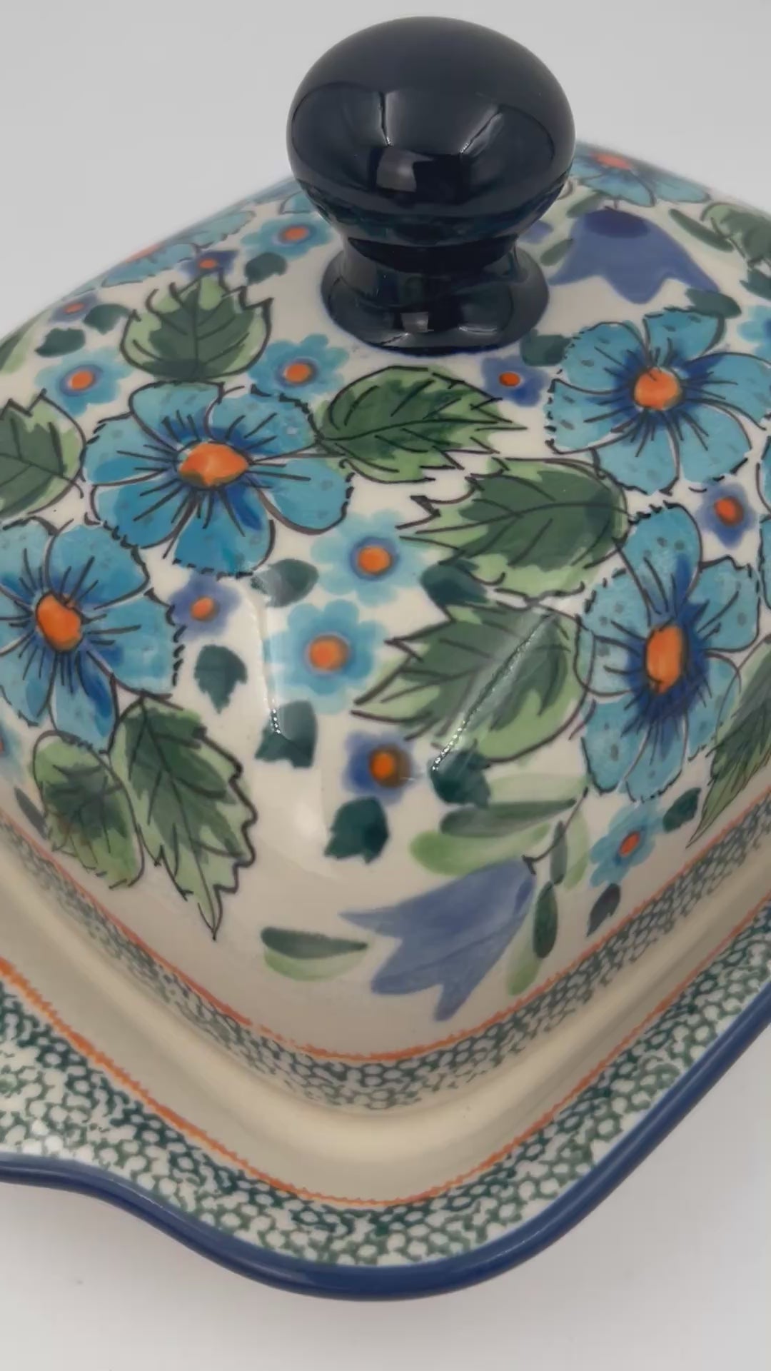 8 oz Polish Pottery Butter Dish is made by talented artisans from Poland. UNIKAT.  Zaklady Ceramiczne Company