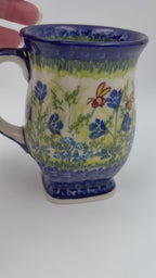 Tulip Mug 10oz. Handcrafted Polish pottery stoneware:  UNIKAT Bluebell Meadow
