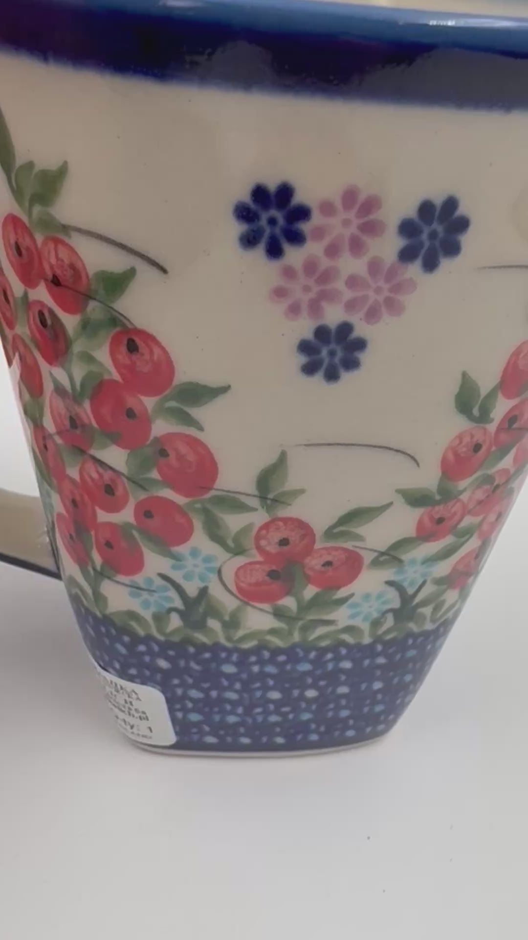 Mug XL 18oz. Handcrafted Polish pottery stoneware:  UNIKAT Red Berry