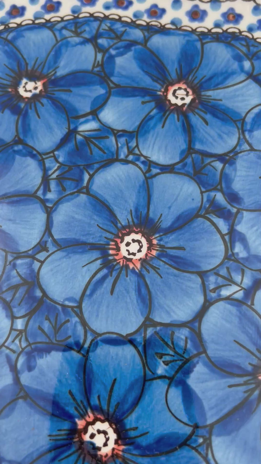 8 Point Platter  Hand crafted Polish pottery stoneware: UNIKAT Cobalt Poppies Design.