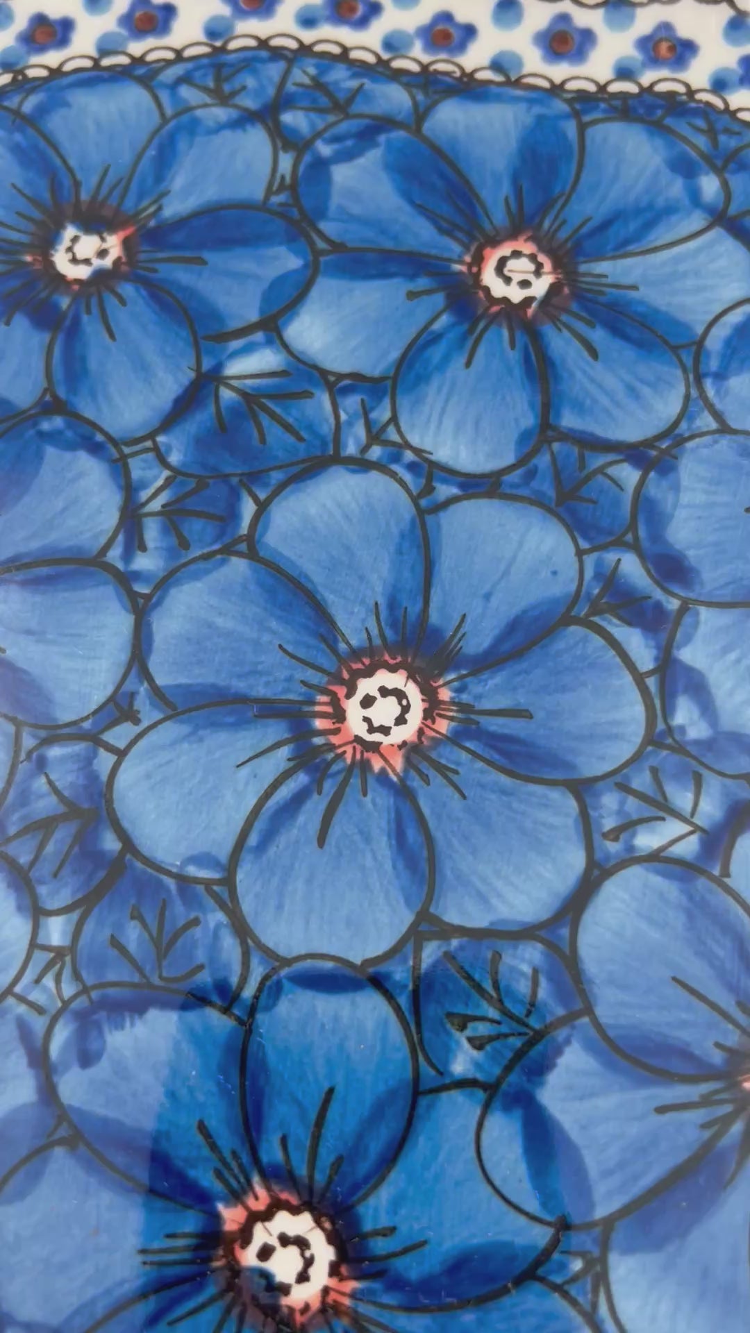 8 Point Platter  Hand crafted Polish pottery stoneware: UNIKAT Cobalt Poppies Design.