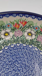 10" Bowl with Handles.  Hand crafted Polish pottery stoneware:  UNIKAT Cottage Garden