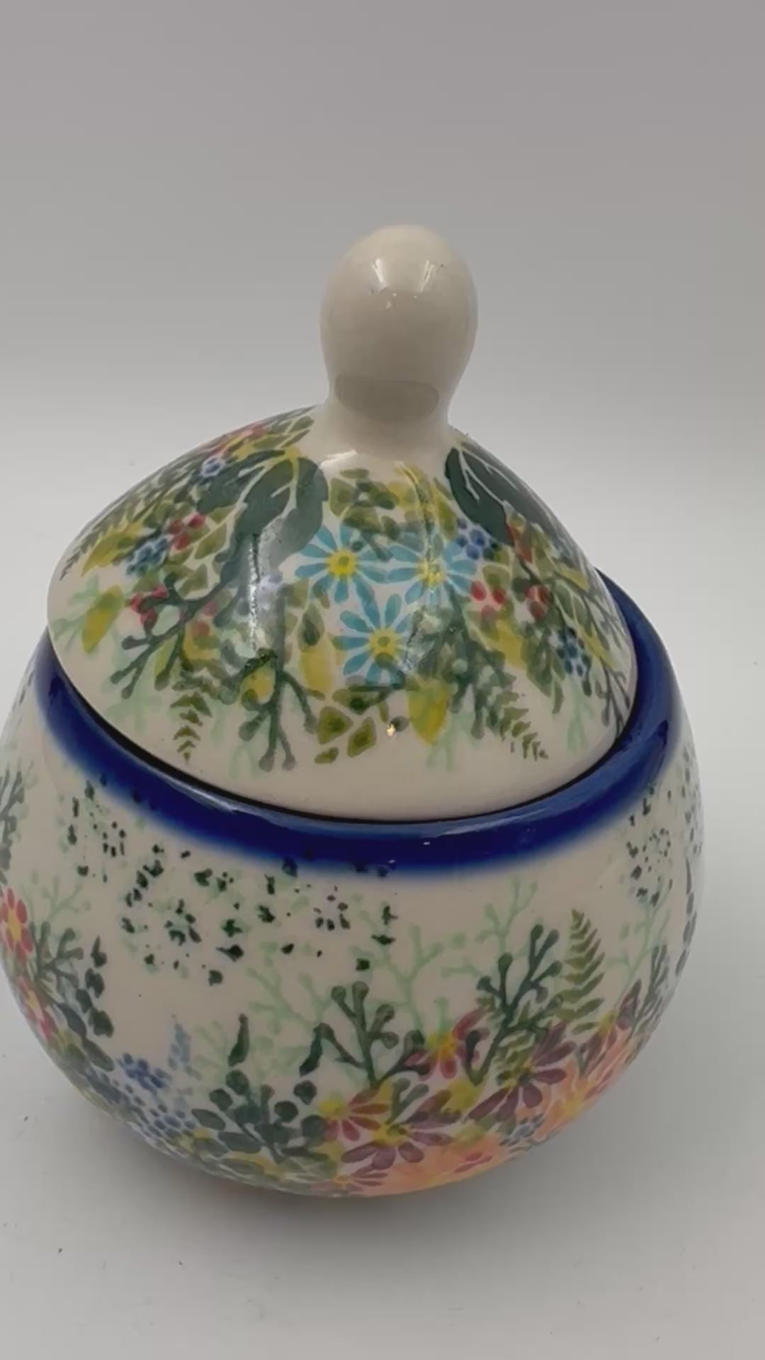 6oz. Sugar Bowl.  UNIKAT Wild Fern Bouquet Design