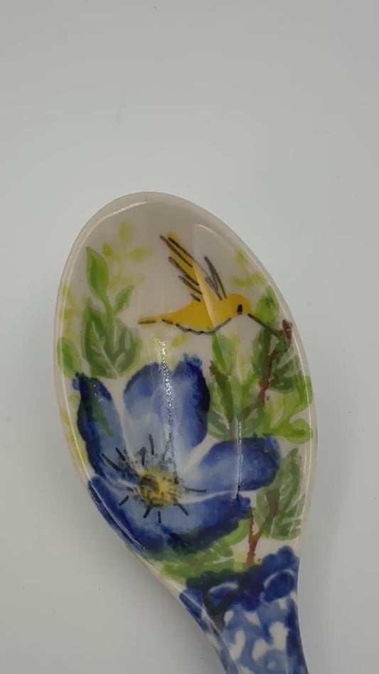 Spoon Lg 8”.  Handmade Polish pottery.