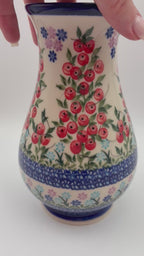 Vase 9”. Handmade Polish pottery.  UNIKAT Red Berry