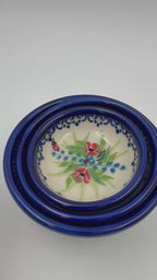 Small Set 3 stacking Bowls.  Hand crafted Polish pottery stoneware:  UNIKAT Ladybug Fields