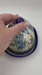 Butter Dish Oval: UNIKAT Blueberry Design