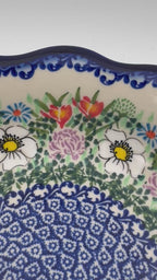 9" Kora Bowl. Hand crafted Polish pottery stoneware:  UNIKAT Cottage Garden Pattern