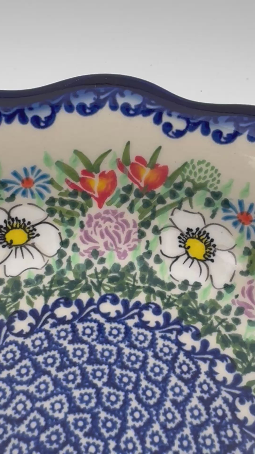 9" Kora Bowl. Hand crafted Polish pottery stoneware:  UNIKAT Cottage Garden Pattern