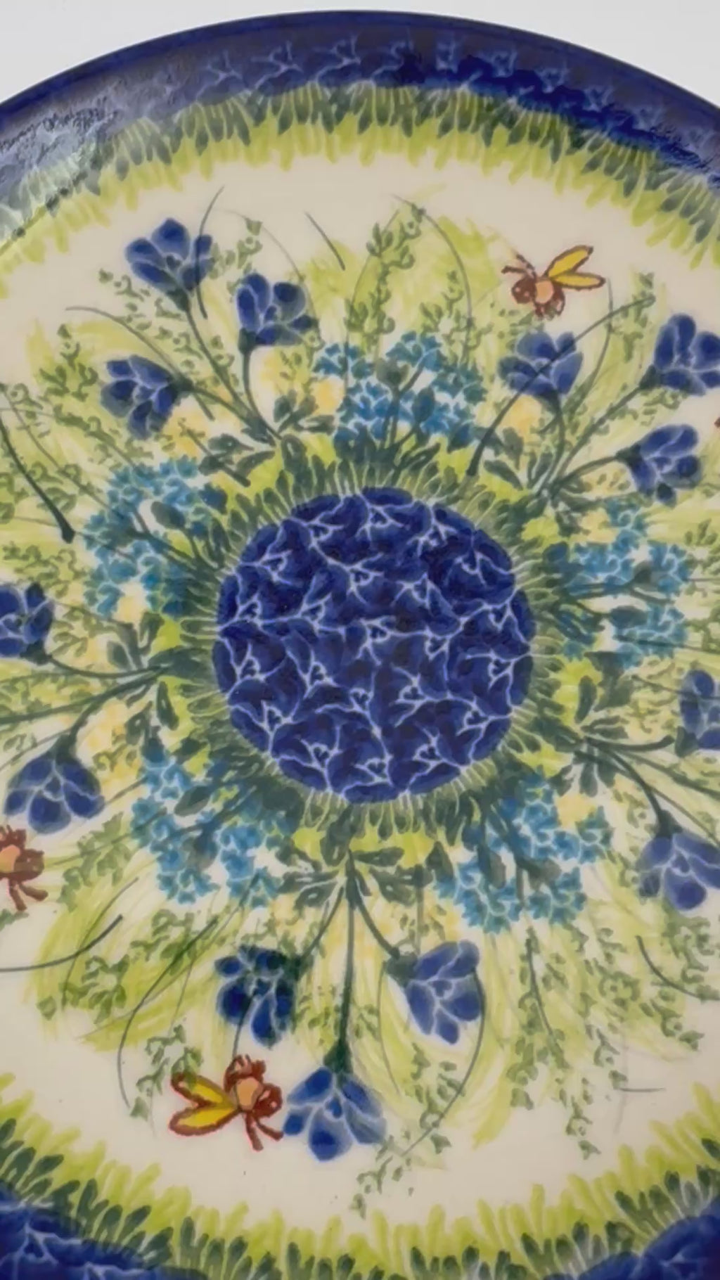 7.5” Plate.  Hand crafted Polish pottery stoneware: UNIKAT Bluebell Meadow