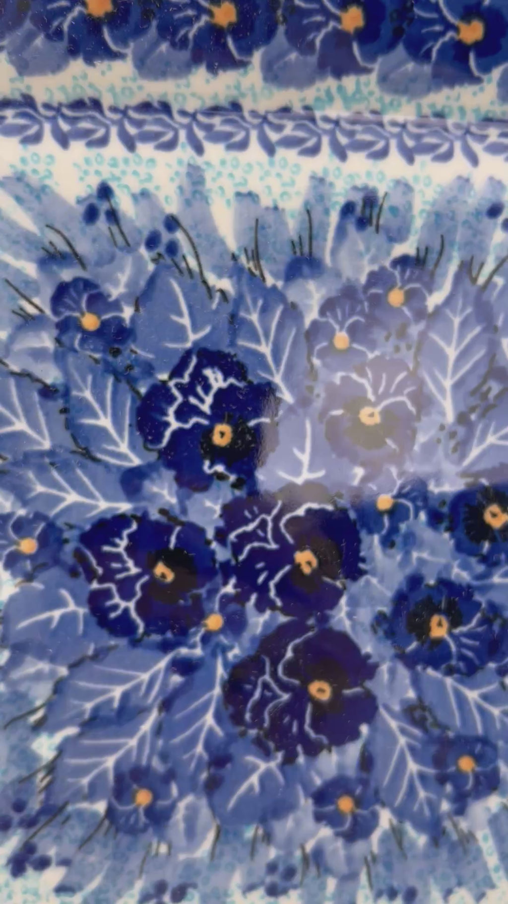 10” Square Plate.  Hand crafted Polish pottery stoneware: UNIKAT Deep Winter Pattern