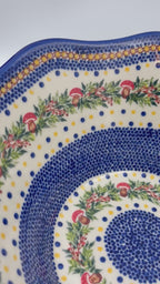 13” Wavy Bowl XL.  Hand crafted Polish pottery stoneware:  UNIKAT Holiday Mushroom Design
