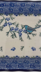 9" Platter. Handmade in Poland.  Baby Bluebird Pattern